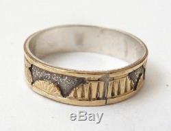 Bague anneau homme ARGENT et OR ancien Art inuit esquimaux silver ring