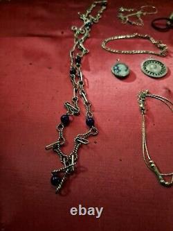 Beau Lot De 25 Bijoux Ancien Argent Massif Collier Bracelet Bague 236 Grammes