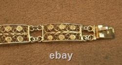 Bel Ancien Bracelet Camee En Argent Massif Doré Vermeil Filigrane