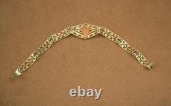 Bel Ancien Bracelet Camee En Argent Massif Doré Vermeil Filigrane
