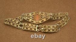 Bel Ancien Bracelet Camee En Argent Massif Doré Vermeil Filigrane