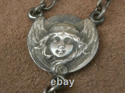 Bel Ancien Chapelet perles ambre naturelle et argent massif Art Nouveau