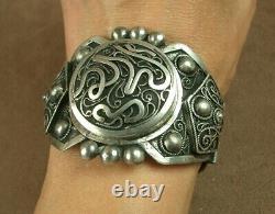 Bel Important Bracelet Ancien Berbere En Argent Massif Poinconné
