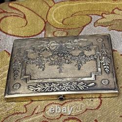 Bel ancien etui a cigarettes boite porte argent massif minerve epok 1900 st LXVI
