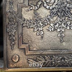 Bel ancien etui a cigarettes boite porte argent massif minerve epok 1900 st LXVI