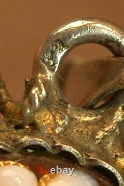 Bel ancien pendentif en argent massif et émaux bressans fond rouge