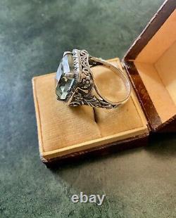 Belle Topaze, Argent Massif, Splendide Ancienne Bague