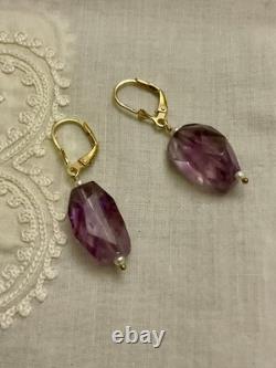 Belles Anciennes Boucles D'oreilles Argent Or Améthyste Perle Fine