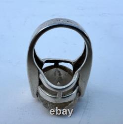Bijou Ancien Bague Argent Massif et Pierre Quartz Rutile à Inclusions 1960-70
