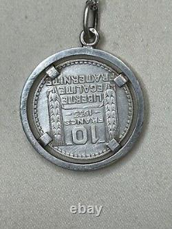 Bijou Ancien Collier en argent Poinçon Minerve Turin Pièce 10F montée