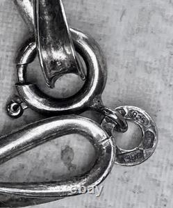 Bijoux Ancien Très Grande Chaine collier Art Deco En argent Massif 925 Signé