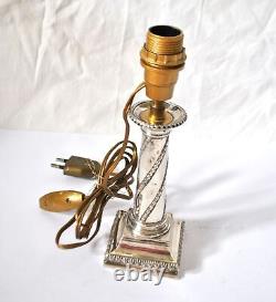 Bougeoir ancien Pied Lampe ARGENT MASSIF Orfèvre A. MANZ Suisse Charançon 21cm