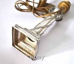 Bougeoir ancien Pied Lampe ARGENT MASSIF Orfèvre A. MANZ Suisse Charançon 21cm
