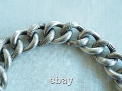 Bracelet Ancien Argent Massif Grosses Mailles Antique Silver
