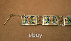 Bracelet Ancien Berbere Kabyle Argent Massif Email & Corail