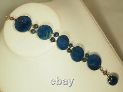 Bracelet Ancien Pierre Bleue Argent Massif Antique Silver Blue Stone Bracelet