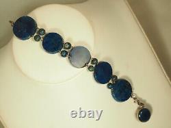 Bracelet Ancien Pierre Bleue Argent Massif Antique Silver Blue Stone Bracelet