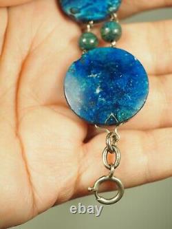 Bracelet Ancien Pierre Bleue Argent Massif Antique Silver Blue Stone Bracelet