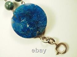 Bracelet Ancien Pierre Bleue Argent Massif Antique Silver Blue Stone Bracelet