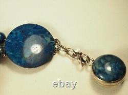 Bracelet Ancien Pierre Bleue Argent Massif Antique Silver Blue Stone Bracelet