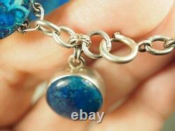 Bracelet Ancien Pierre Bleue Argent Massif Antique Silver Blue Stone Bracelet