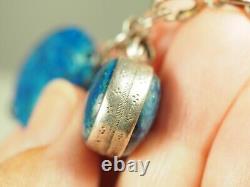 Bracelet Ancien Pierre Bleue Argent Massif Antique Silver Blue Stone Bracelet