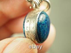 Bracelet Ancien Pierre Bleue Argent Massif Antique Silver Blue Stone Bracelet