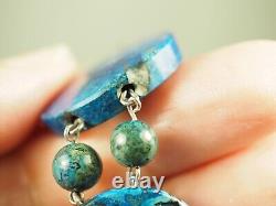 Bracelet Ancien Pierre Bleue Argent Massif Antique Silver Blue Stone Bracelet