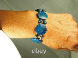 Bracelet Ancien Pierre Bleue Argent Massif Antique Silver Blue Stone Bracelet
