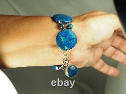 Bracelet Ancien Pierre Bleue Argent Massif Antique Silver Blue Stone Bracelet