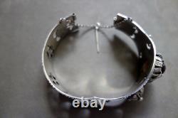 Bracelet En Argent Massif Berbère Kabyle Filigrane Poinçon Crabe Ancien