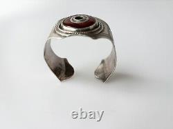 Bracelet En Argent Massif Marocain Fait Main, Sculpté Touareg Ancien Cornaline