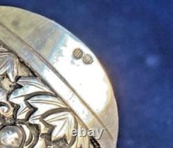 Bracelet Indochine ancien XX s. Poinçonné argent massif motifs nature et récolte