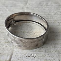 Bracelet Jonc Ancien Argent Massif 835 Guilloché 1900 Allemand / Pforzheim RL