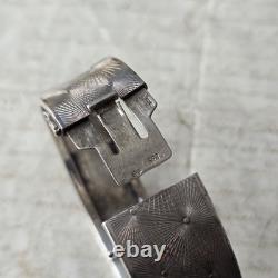 Bracelet Jonc Ancien Argent Massif 835 Guilloché 1900 Allemand / Pforzheim RL