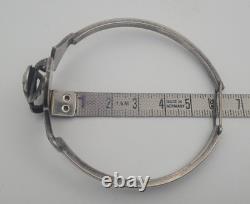 Bracelet Jonc Ancien Argent Massif Scarabée Émaillé Style Égyptien #J5