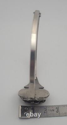 Bracelet Jonc Ancien Argent Massif Scarabée Émaillé Style Égyptien #J5