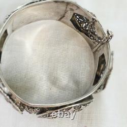 Bracelet Jonc Ancien Rigide en Argent Massif Style Art Déco / Oriental
