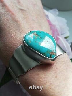 Bracelet Navajo ancien en argent Massif Silver 925 Jonc créateur turquoise