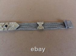 Bracelet ancien argent massif vermeil or