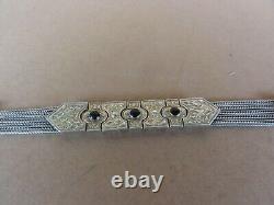 Bracelet ancien argent massif vermeil or