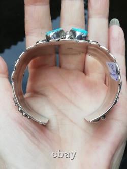 Bracelet ancien en argent Massif Silver 925 Turquoises Navaro Créateur Signé