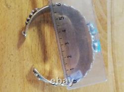 Bracelet ancien en argent Massif Silver 925 Turquoises Navaro Créateur Signé