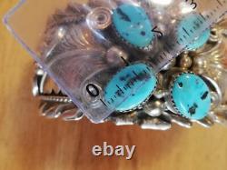 Bracelet ancien en argent Massif Silver 925 Turquoises Navaro Créateur Signé