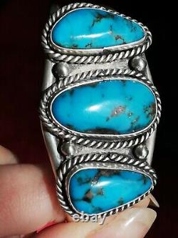 Bracelet ancien en argent Massif Silver 925 turquoises Navajo