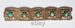 Bracelet argent massif turquoise Bijou ancien silver bracelet turquoise 74 gr