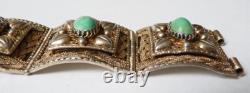 Bracelet argent massif turquoise Bijou ancien silver bracelet turquoise 74 gr