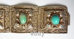 Bracelet argent massif turquoise Bijou ancien silver bracelet turquoise 74 gr