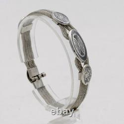 Bracelet en argent massif et émail noir, époque Art Déco, vers 1920, ancien