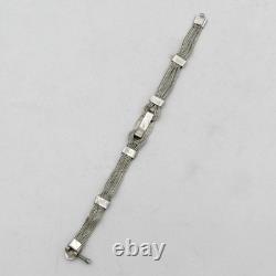 Bracelet en argent massif et émail noir, époque Art Déco, vers 1920, ancien